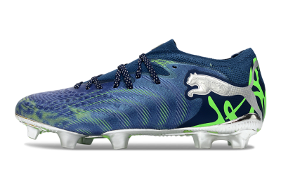 Men's Puma Future 8 Ultimate FG Firm Ground Low-Tops Football Boots - Navy/Neon Green/Chrome
