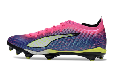Men's Puma Ultra Ultimate FG Firm Ground Low-Tops Football Boots - Pink/Vibrant Purple/Sunny Lime
