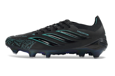 Unisex Adidas Predator 26 Elite FG Firm Ground Low-Tops Football Boots - Black/Turquoise Blue/Deep Navy