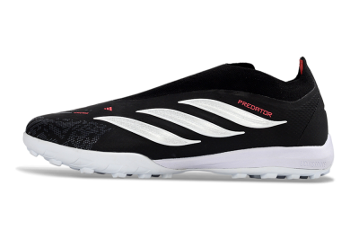 Unisex Adidas Predator 26 Elite Laceless TF Artificial Turf Low-Tops Football Shoes - Black/Electric Red/White