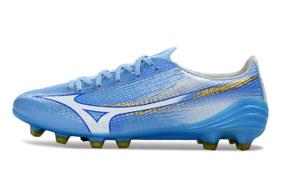 Men's Mizuno Alpha 3 Elite FG Firm Ground Low-Tops Football Boots - Blue/Sky Blue/Gold