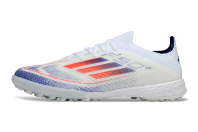 Unisex Adidas F50 Elite TF Artificial Turf Low-Tops Football Shoes - White/Electric Orange/Deep Blue