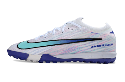 Unisex Nike Air Zoom Mercurial Vapor 16 Elite TF Artificial Turf Low-Tops Football Shoes - White/Aqua Blue/Deep Purple