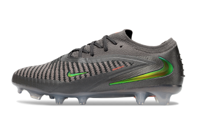 Unisex Nike Phantom 6 Elite Low FG Firm Ground Low-Tops Football Boots - Gray/Emerald Green/Neon Orange