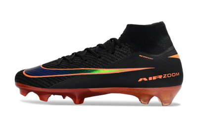 Men's Nike Air Zoom Mercurial Superfly 10 Elite FG Firm Ground High-Tops Football Boots - Black/Fiery Red/Golden Yellow