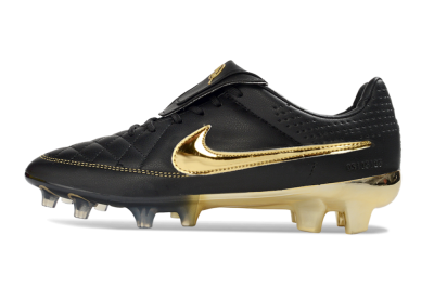 Men's Nike Tiempo Legend SE FG Firm Ground Low-Tops Football Boots - Black/Gold Accents/Black Quilted