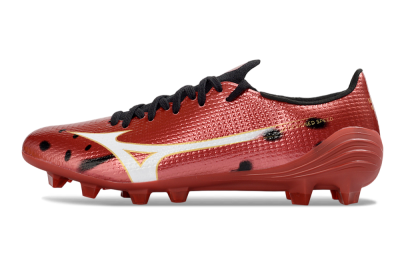 Men's Mizuno Alpha 3 FG Firm Ground Low-Tops Football Boots - Red/Vibrant Red/Gold