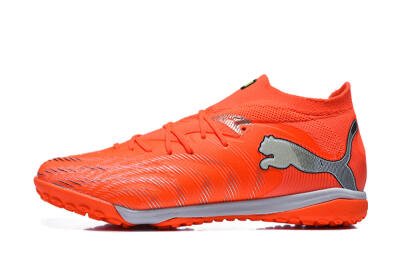 Men's Puma Future 8 Ultimate TF Artificial Turf Low-Tops Football Shoes - Orange/Electric Orange/Shadow Grey