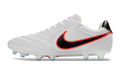 Men's Nike Tiempo Ligera Pro FG Firm Ground Low-Tops Football Boots - White/Neon Orange/Black