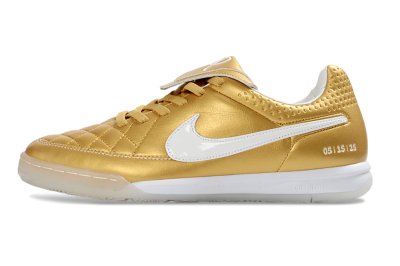 Men's Nike Tiempo Legend SE IC Indoor & Futsal Low-Tops Football Shoes - Gold/Metallic Gold/White
