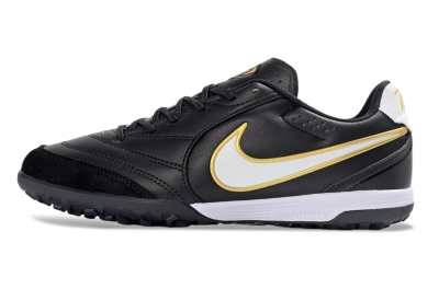Men's Nike Tiempo Legend 11 Elite TF Artificial Turf Low-Tops Football Shoes - Black/Gold Accent/White Detail