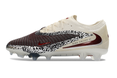 Men's Nike Phantom 6 Elite Low FG Firm Ground Low-Tops Football Boots - Brown/Crimson Red/White