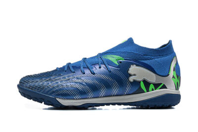Men's Puma Future 8 Ultimate TF Artificial Turf Low-Tops Football Shoes - Blue/Electric Blue/Frosty Green
