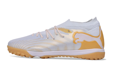  Puma Future 9 Ultimate TF Artificial Turf Low-Tops Football Shoes - White/Puma White/Gold Metallic