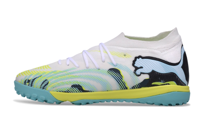  Puma Future 9 Ultimate TF Artificial Turf Low-Tops Football Shoes - White/Electric Blue/Acid Lime