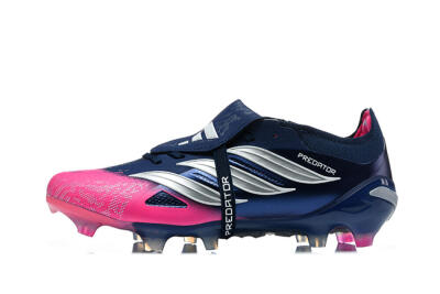 Men's Adidas Predator 26 Elite Fold-Over Tongue FG Firm Ground Low-Tops Football Boots - Blue/Midnight Navy/Lucid Pink