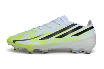 Unisex Adidas F50 Hyperfast Elite FG Firm Ground Low-Tops Football Boots - White/Solar Yellow/Core Black