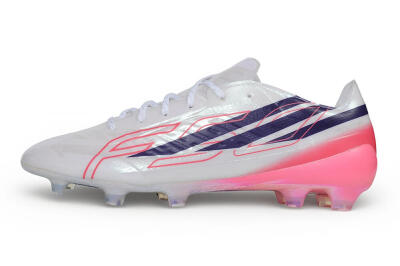 Unisex Adidas F50 Hyperfast Evo FG Firm Ground Low-Tops Football Boots - White/Lucid Pink/Night Indigo