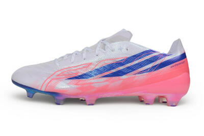 Unisex Adidas F50 Hyperfast Evo FG Firm Ground Low-Tops Football Boots - White/Lucid Blue/Solar Pink