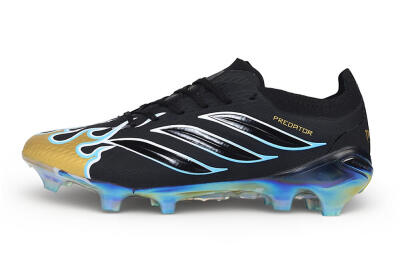 Unisex Adidas Predator 26 Elite FG Firm Ground Low-Tops Football Boots - Black/Core Black/Metallic Gold