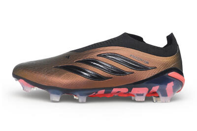 Unisex Adidas Predator 26 Elite Laceless FG Firm Ground Low-Tops Football Boots - Bronze/Metallic Bronze/Core Black