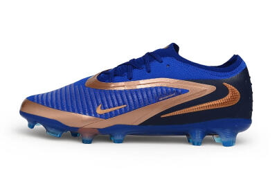 Unisex Nike Phantom 6 Elite Low FG Firm Ground Low-Tops Football Boots - Blue/Royal Blue/Metallic Copper