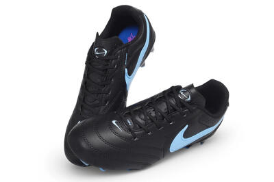 Men's Nike Tiempo Ligera Pro FG Firm Ground Low-Tops Football Boots - Black/Black/University Blue
