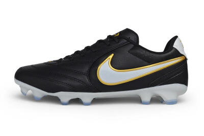 Men's Nike Tiempo Ligera Pro FG Firm Ground Low-Tops Football Boots - Black/Black/Metallic Gold