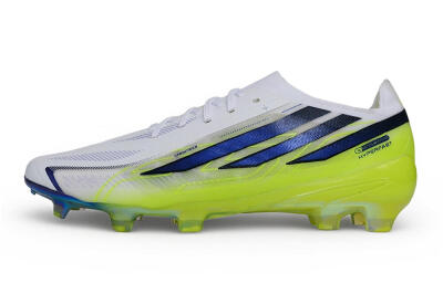Unisex Adidas F50 Hyperfast Elite Laceless FG Firm Ground Low-Tops Football Boots - White/Cloud White/Solar Yellow