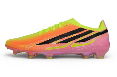Unisex Adidas F50 Hyperfast Elite Laceless FG Firm Ground Low-Tops Football Boots - Orange/Solar Yellow/Lucid Pink