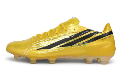 Unisex Adidas F50 Hyperfast Evo FG Firm Ground Low-Tops Football Boots - Yellow/Solar Gold/Core Black