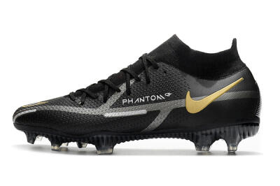 Men's Nike Phantom GT 2 DF FG Firm Ground High-Tops Football Boots - Black/Silver/Gold