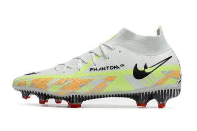 Men's Nike Phantom GT 2 DF Elite FG Firm Ground High-Tops Football Boots - White/Green