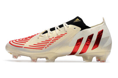Men's Adidas Predator Edge.1 Low FG Firm Ground Low-Tops Football Boots - White/Red
