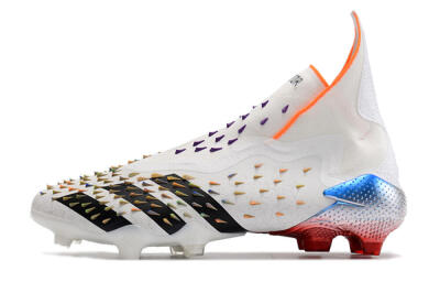 Men's Adidas Predator Freak + FG Firm Ground High-Tops Football Boots - White/Black