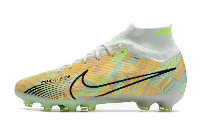 Men's Nike Air Zoom Mercurial Superfly 9 Elite AG Artificial Grass High-Tops Football Boots - White/Green/Orange