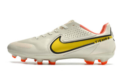 Men's Nike Tiempo Legend 9 Elite FG Firm Ground Low-Tops Football Boots - White/Yellow