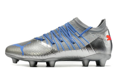 Men's Puma Future Z 1.3 Instinct FG Firm Ground Low-Tops Football Boots - Silver/Blue