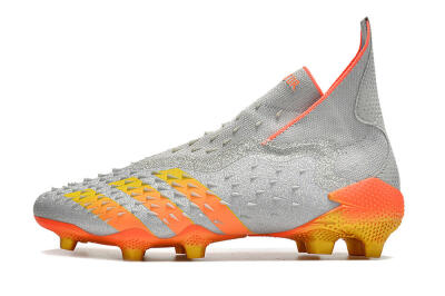 Men's Adidas Predator Freak + FG Firm Ground High-Tops Football Boots - Silver/Orange