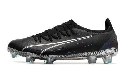 Men's Puma Ultra Ultimate FG Firm Ground Low-Tops Football Boots - Black/White/Blue