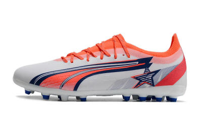 Men's Puma Ultra Ultimate MG Multi Ground Low-Tops Football Boots - White/Blue/Orange