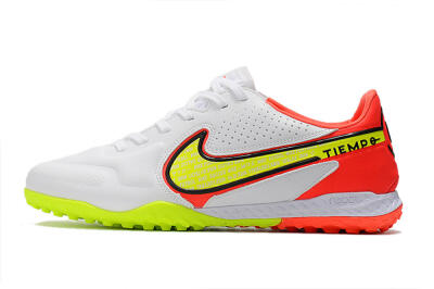 Men's Nike React Tiempo Legend 9 Pro TF Artificial Turf Low-Tops Football Shoes - White/Red/Yellow