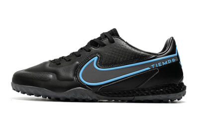 Men's Nike React Tiempo Legend 9 Pro TF Artificial Turf Low-Tops Football Shoes - Black/Blue