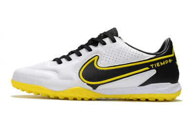 Men's Nike React Tiempo Legend 9 Pro TF Artificial Turf Low-Tops Football Shoes - White/Black/Yellow