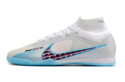 Men's Nike Air Zoom Mercurial Superfly 9 Elite IC Futsal/Indoor High-Tops Football Shoes - White/Blue/Pink