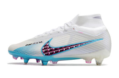 Men's Nike Air Zoom Mercurial Superfly 9 Elite SG Soft Ground High-Tops Football Boots - White/Blue/Pink