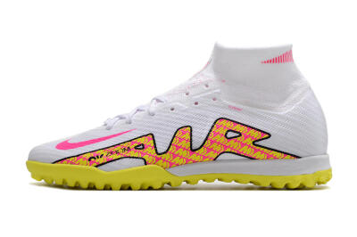 Men's Nike Air Zoom Mercurial Superfly 9 Elite TF Artificial Turf High-Tops Football Shoes - White/Yellow/Pink
