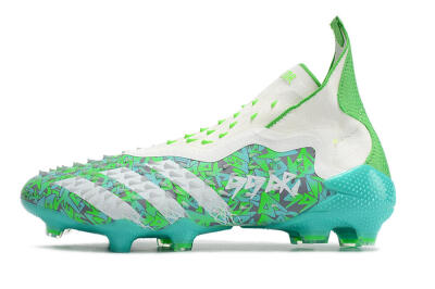 Unisex Adidas Predator Freak+ FG Firm Ground High-Tops Football Boots - White/Green