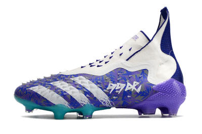 Unisex Adidas Predator Freak+ FG Firm Ground High-Tops Football Boots - White/Purple/Blue