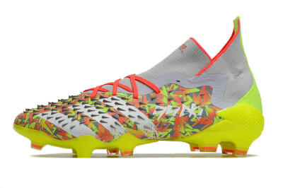 Unisex Adidas Predator Freak.1 FG Firm Ground High-Tops Football Boots - Grey/Yellow/Orange
